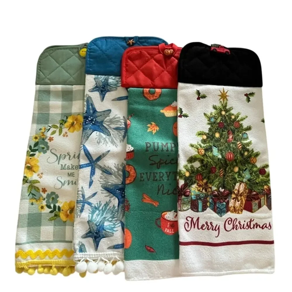 Seasonal Bundle 4 Hanging Towels Handmade Spring Summer Fall Winter